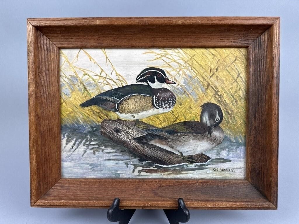 Chet Reneson Wood Duck Painting on Board