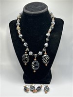 glass bead necklace with matching earrings - 18