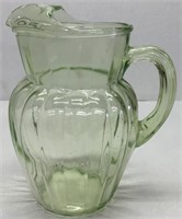 Green Depression glass pitcher