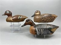 3 Wisconsin Green-Winged Teal Duck Decoys