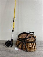 New Eagle rod/reel and new wooden fishing basket