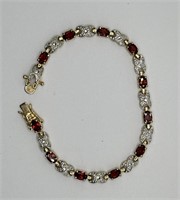 Garnett gemstone bracelet 7 inches