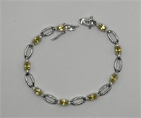sterling citron gemstone bracelet 7 inches