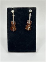 CZ/violin earrings