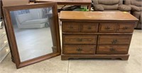 Oak finished dresser with mirror