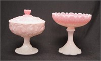 Two Fenton glass footed bowls