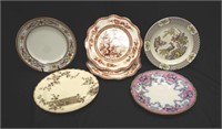 Six various English cabinet plates