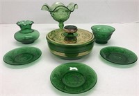 Green glass misc. items
