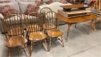 Ethan Allen table with two boards and six chairs