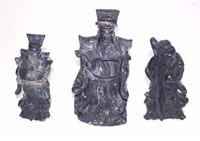 Group three Chinese carved stone Immortal figures