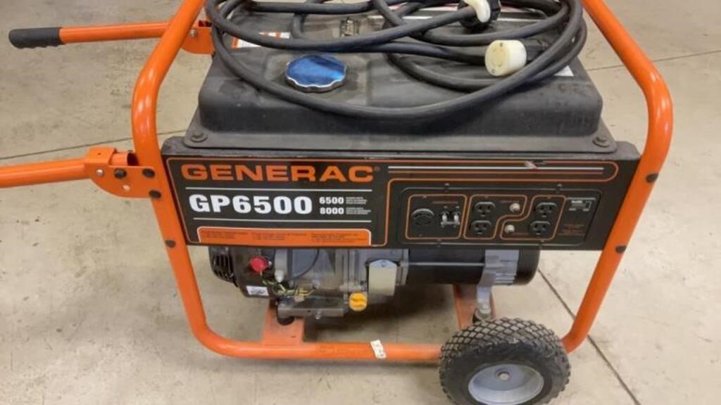 Generac GP6500 generator with cord, has