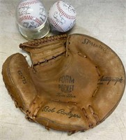 Catchers mitt and balls