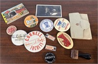 Vintage buttons and souvenirs