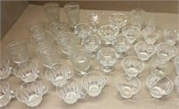 Oatmeal glasses & other assorted glassware