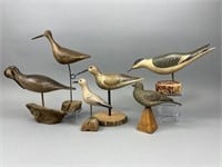 Group of 6 Hand carved Shorebirds