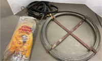 Drain snake, tow rope and straps