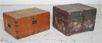 Two rustic antique trunks