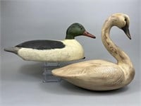 Hand carved Swan & Merganser