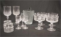 Seven Kosta crystal glasses, 2 other glasses