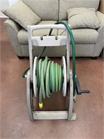 Garden hose reel with hose