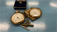 2 pocket watches and ring marked sterling