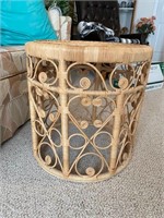 Vintage Curly Wicker Side Table