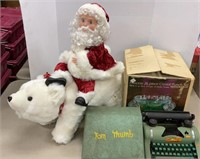 Tom Thumb typewriter, punch bowl & Santa