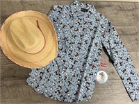 Girls Youth Medium New shirt and cowgirl hat