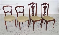 Two pairs of antique / vintage chairs