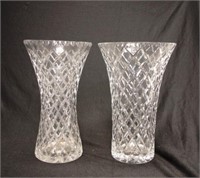 Two large cut crystal vases