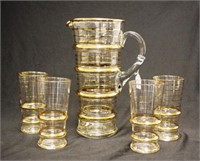 Retro gilt glass decorated water set