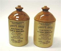 Two Vintage Sharpe Bros 1 gallon stoneware jar
