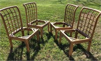 4 Rattan straight back chairs (need seats)