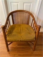 Vintage Barrel Style Cane Back Chair