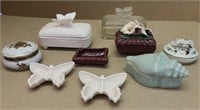 ceramic & glass trinket boxes