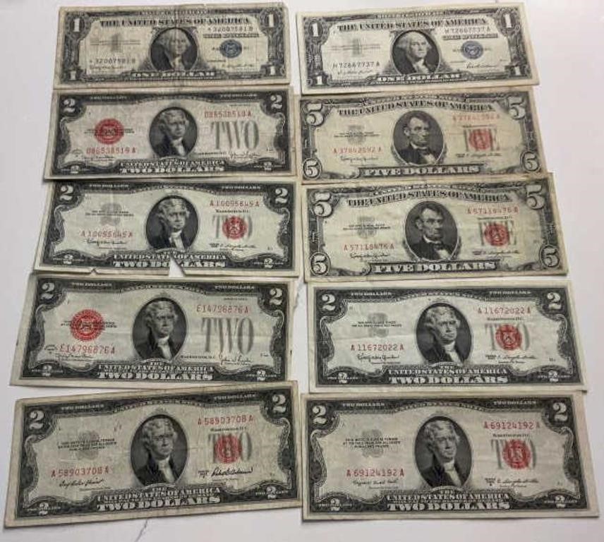Silver certificates and blue seal dollars