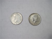 2 Kennedy Half Dollars 1964