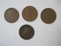 4 Georgivs British Pennies 1917/1940