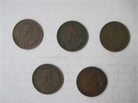 Lot of 5 Canada One Cent 1914-1918