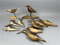 10 Hand carved Shorebirds