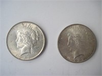 Lot of 2 Silver Peace Dollars 1922