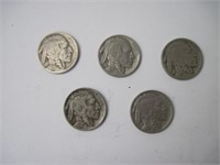 Lot of 5 Buffalo Nickels