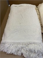 Two heavy weight bed spreads (1) white/ (1) tan