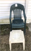 Outside Plastic Furniture -Chairs (2) & Foot Stool