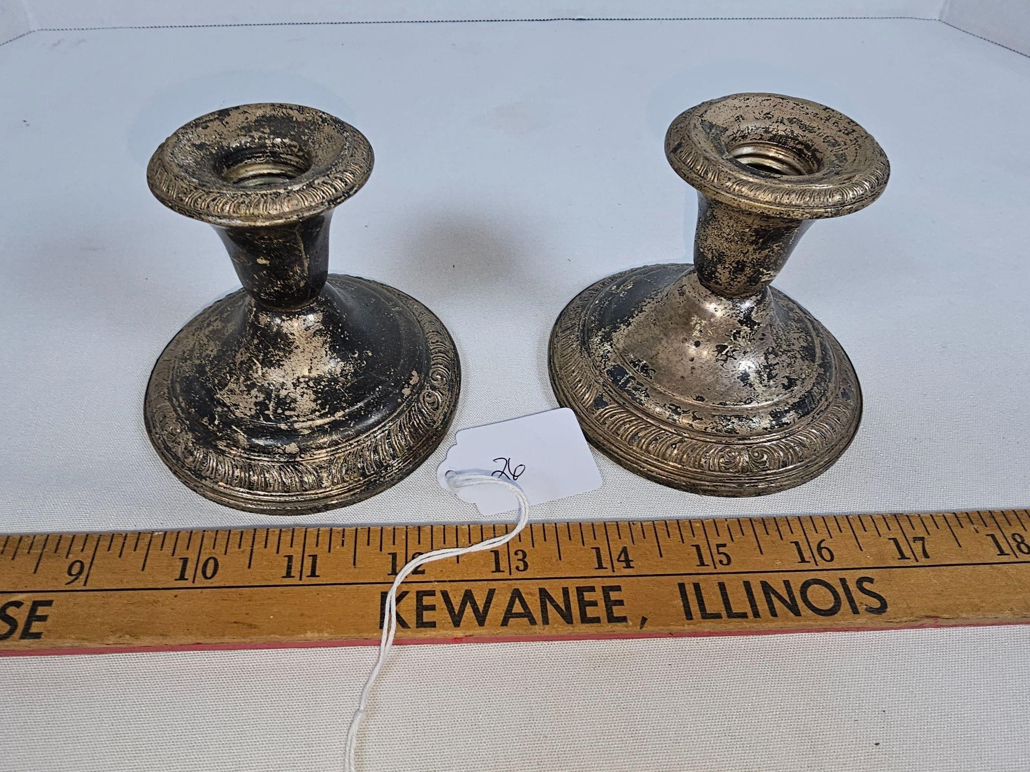 Antique Sterling Silver Candle Stick Holders