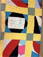 Vintage patch work quilt some wear & staining