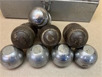 Trailer hitch balls & tool box to hold them in