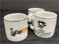 Three NHL Champions Collectible Mini Mugs.