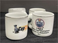 Four NHL Champions Collectible Mini Mugs. Oilers,