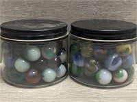 (2) Containers Antique Marbles #1